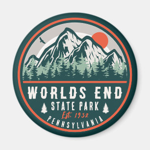 Imán World End State Park Pennsylvania Retro Sunset