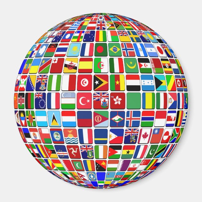 Imán World Flags Globe, Internacional, (Frente)