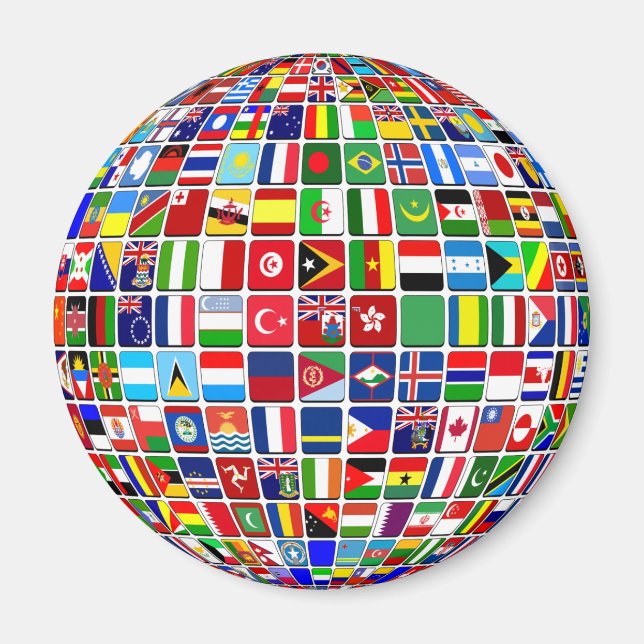 Imán World Flags Globe, Internacional, (Frente)