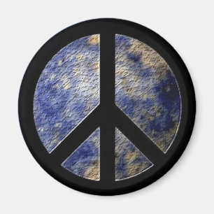 Imán World Globe Peace Sign Magnet