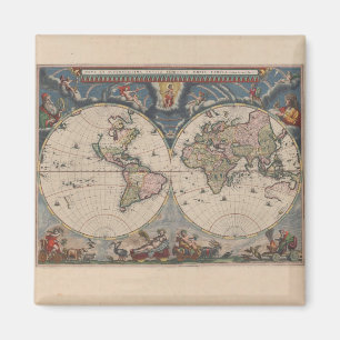 Imán World Map Globe Travel Antique