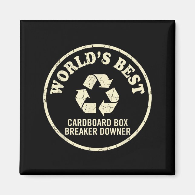 Imán World’s Cardboard Box Breaker Funny Recycling Hero (Frente)