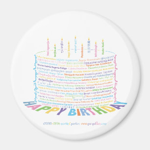 Imán World Word Birday Cake Magnet