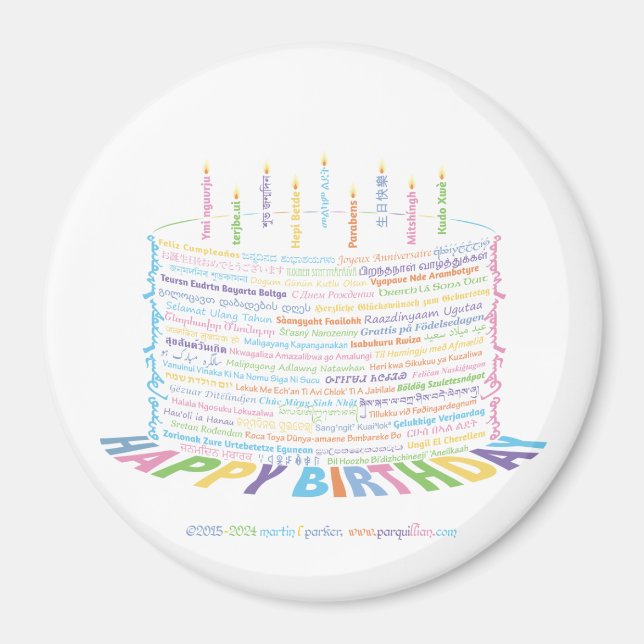 Imán World Word Birday Cake Magnet (Frente)