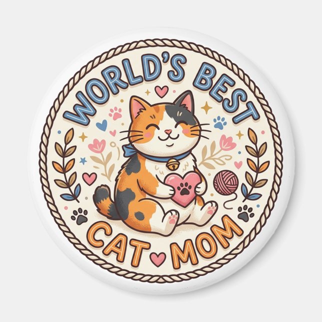 Imán World's Best Cat Mom Cute (Frente)