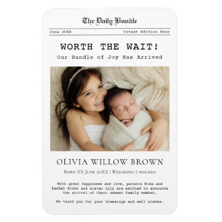 Imán Worth the Wait, Newborn Announcement magnet