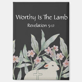 Imán Worthy Is The Lamb Rectangle Magnet