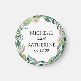 Imán Wreath botánica de acuarela personalizado