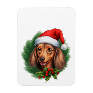 Imán Wreath de Navidades de Dachshund