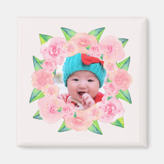 Imán Wreath floral de color rosa personalizado