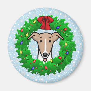 Imán Wreath & Lights Whippet - Amanecer y blanco