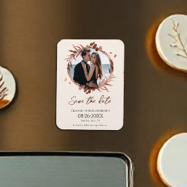 Imán Wreath Photo de durazno ligero Guardar la fecha