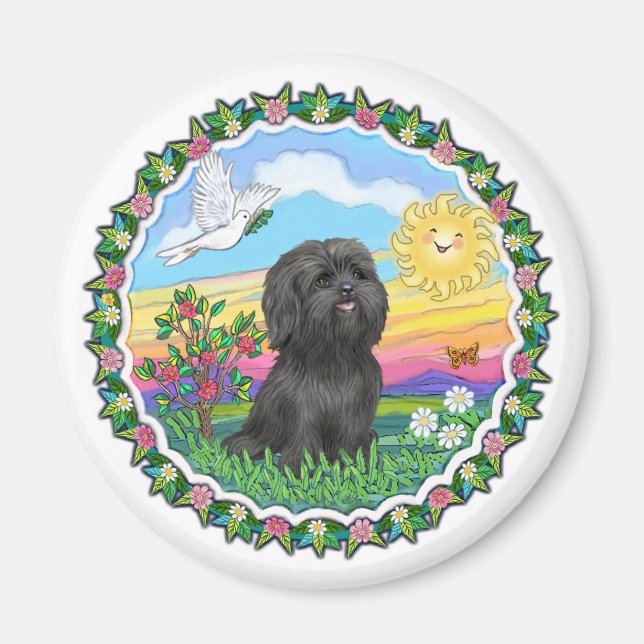 Imán Wreath - Shih Tzu negro (Frente)