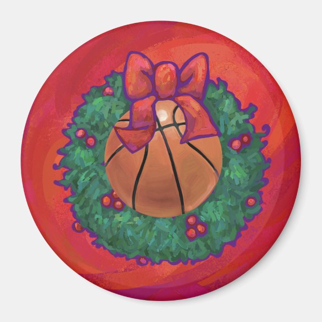 Imán Wreath sobre el baloncesto dentro de los Navidades (Frente)