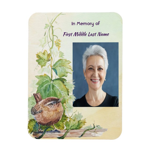 Imán  Wren Bird Vineyard Memorial Keepsake (Vertical)