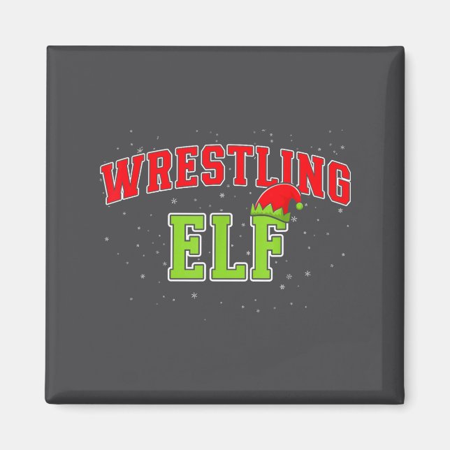 Imán Wrestling Elf Christmas Family Matching Group Xmas (Frente)