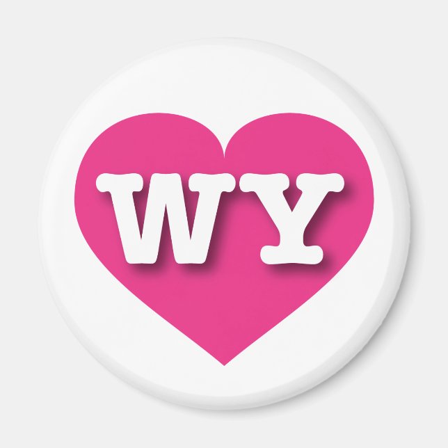 Imán Wyoming Hot Pink Heart - Amo WY (Frente)