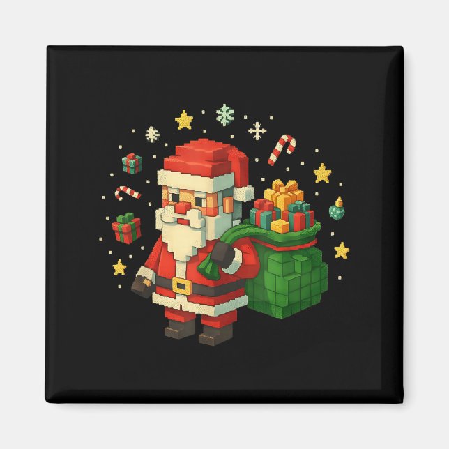 Imán Xel Santa Claus With Retro Gamer Christmas  (Frente)