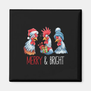 Imán Xmas Chickens Santa Hat Navidades Granja Animal Fu