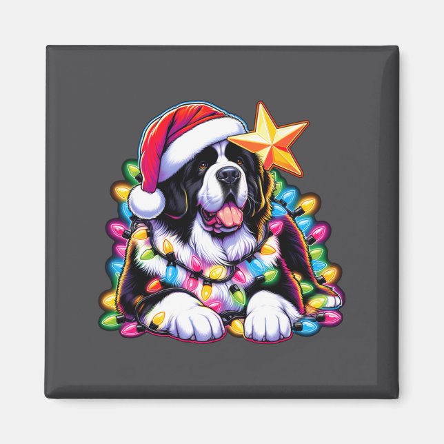 Imán Xmas Landseer Newfoundland Dog Tangled Christmas L (Frente)
