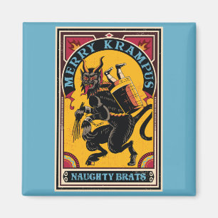 Imán Xmas Merry Krampus Naughty Brats Circus Poster