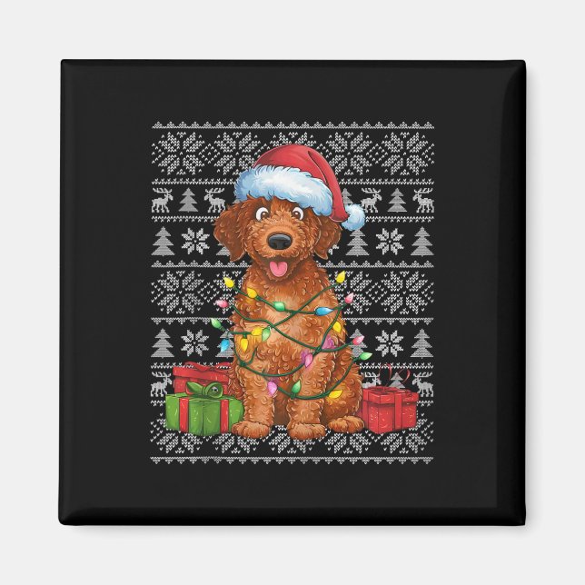 Imán Xmas Sweater Style Ugly Curly Refrigerever Dog (Frente)