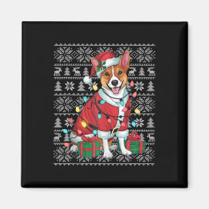 Imán Xmas Sweater Style Ugly Santa Basenji Dog Christma