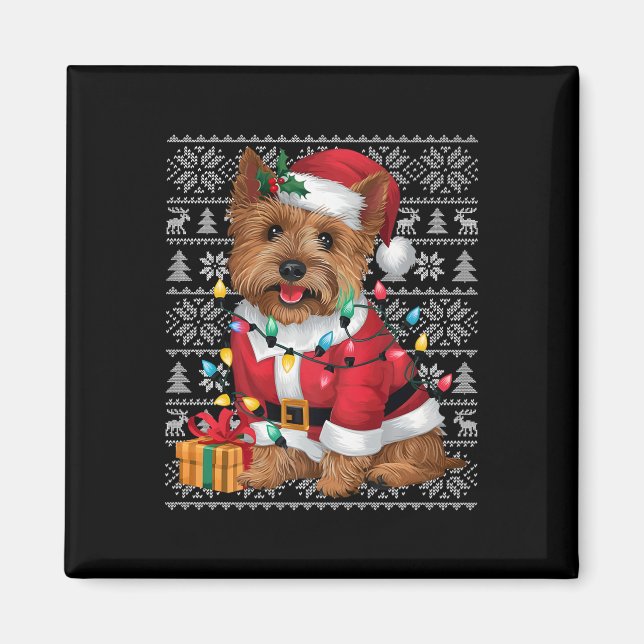 Imán Xmas Sweater Style Ugly Santa Cairn Terrier Dog Ch (Frente)