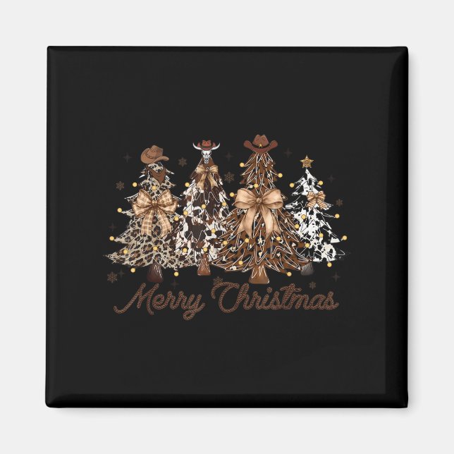 Imán Xmas Trees Cowboy Western Merry Christmas Holiday  (Frente)