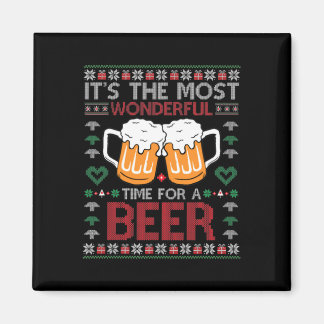 Imán Xmas Wonderful Time For A Beer Ugly Christmas S