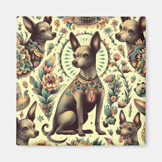 Imán Xoloitzcuintle de época (Frente)