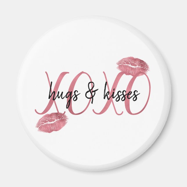Imán XOXO Besos Lips rosados personalizados (Frente)