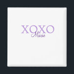 Imán Xoxo el día de San Valentín añadir nombre púrpura<br><div class="desc">diseño hermoso</div>