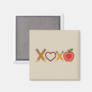 Imán XOXO Profesor Lápiz y manzana del Día de San Valen