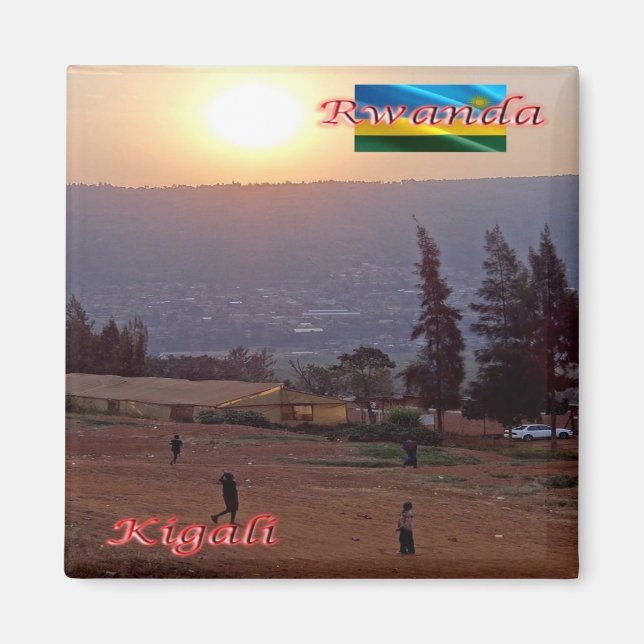 Imán xRW006 KIGALI, Ruanda por noche, África (Frente)