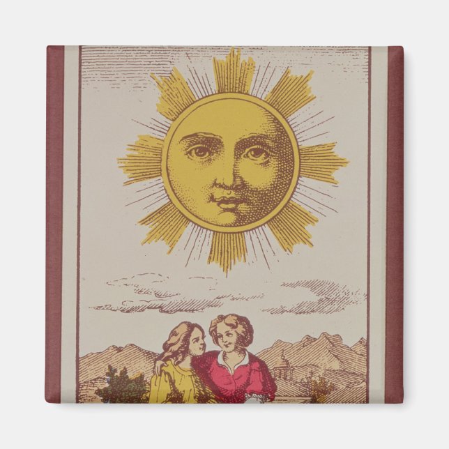 Imán XVIIII Le Soleil, tarjeta tarot francesa del Sol (Frente)