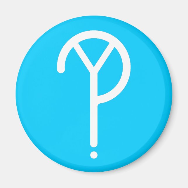 Imán ¿Y blanco? Símbolo - Sobre azul (Frente)