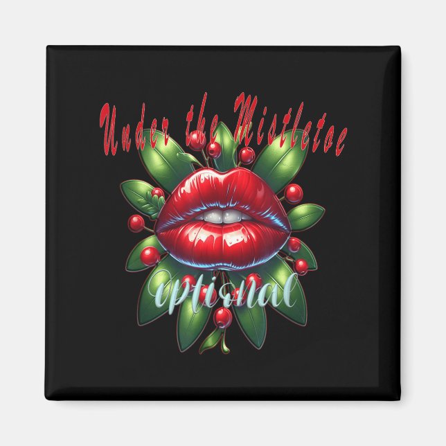 Imán Y Christmas Mistletoe Lips - Naughty Holiday Tee W (Frente)