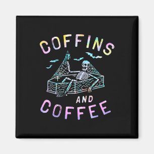 Imán Y Coffee Funny Skeleton Tie Dye Retro Halloween