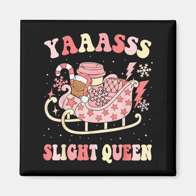 Imán Yaas Sleigh Queen Sleigh Girl Matching Christmas P (Frente)