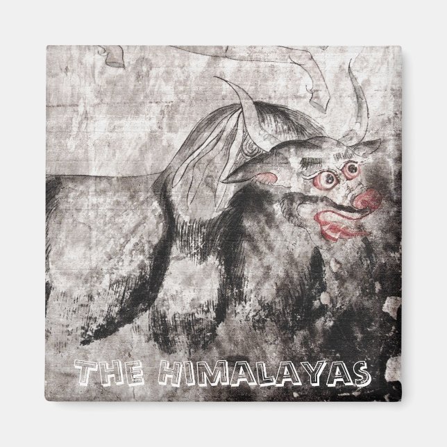 Imán Yak, Yak - Arte Antiguo Tibetano (Fridge Magnet) (Frente)