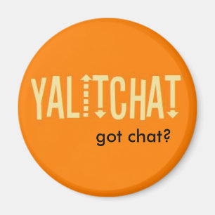 Imán YALITCHAT "¿Tienes chat?" Botón naranja (redondo)
