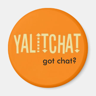 Imán YALITCHAT "¿Tienes chat?" Botón naranja (redondo)