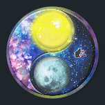 Imán Yang-Yin / Sun-Moon Magnet<br><div class="desc">The ancient symbol of balance as represented with the Sun and Moon speaks to the ever present duality of nature. A complementary dynamic which forms a whole that is greater than its parts. The Sun is male, bright, hot and associated with daytime. The Moon is female, dark, cool and associated...</div>