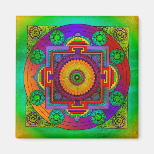 Imán YANTRA - la gran rueda - violeta verde
