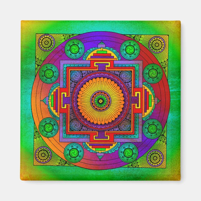 Imán YANTRA - la gran rueda - violeta verde (Frente)