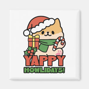 Imán Yappy Howlidays - Personalizado de perros Navidade