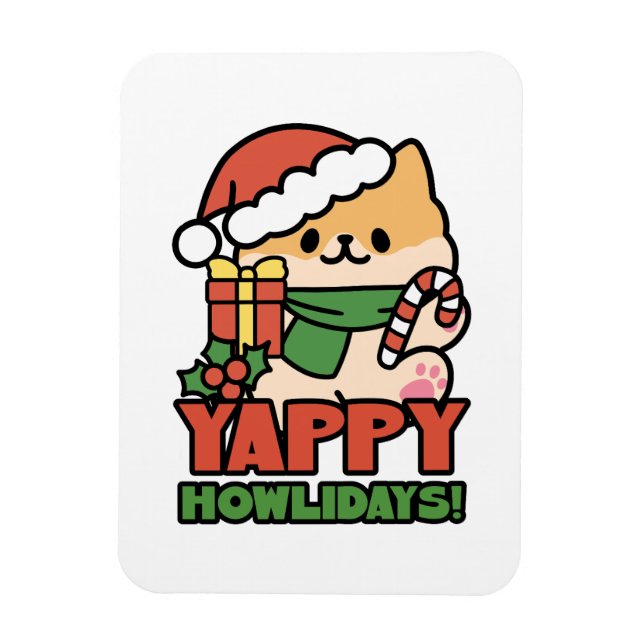 Imán Yappy Howlidays - Personalizado de perros Navidade (Vertical)