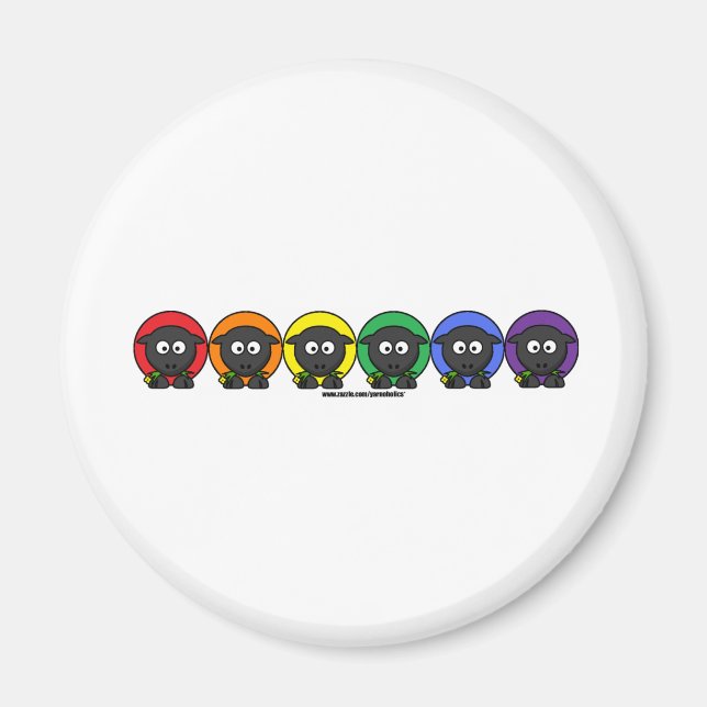 Imán Yarnoholic Anonymous Fluffy Rainbow Sheep (Frente)