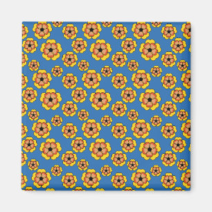 Imán Yellow Orange Flowers Pattern